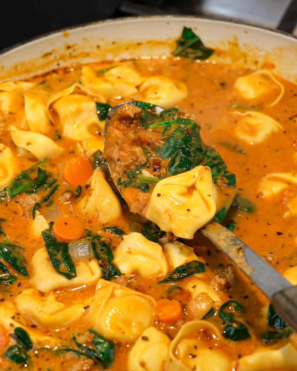 Creamy Sausage & Spinach Tortellini Soup